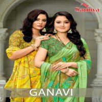 ganavi by saumya comfortable jacquard golden georgette saree exports