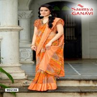 ganavi by saumya comfortable jacquard golden georgette saree exports