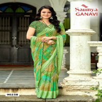 ganavi by saumya comfortable jacquard golden georgette saree exports