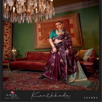 Rajtex Kanthkala Luxe Wholesale Pure Satin Handloom Weaving Function Wear Sarees