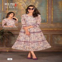 Dee Cee Surya Wholesale Flared Three Layered Long Kurti