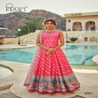 Virasat Peshwai Wholesale Cherry Silk Gown With Dupatta