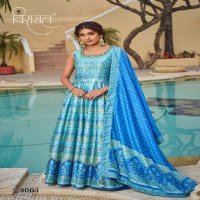 Virasat Peshwai Wholesale Cherry Silk Gown With Dupatta