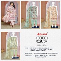 Bipson Audi Q7 2749 Wholesale Pure Cotton Schiffli Work Dress Material