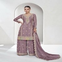 vaanya by aashirwad chinon silk occasion wear full stitch plazzo style 3pcs suit