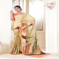 Jivora Sky D.no 6001 To 6020 Series Wholesale Soft Crape With Flower Digital Prints Sarees