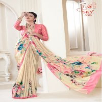 Jivora Sky D.no 6001 To 6020 Series Wholesale Soft Crape With Flower Digital Prints Sarees