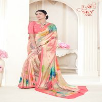 Jivora Sky D.no 6001 To 6020 Series Wholesale Soft Crape With Flower Digital Prints Sarees