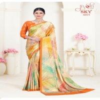 Jivora Sky D.no 6001 To 6020 Series Wholesale Soft Crape With Flower Digital Prints Sarees