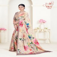 Jivora Sky D.no 6001 To 6020 Series Wholesale Soft Crape With Flower Digital Prints Sarees