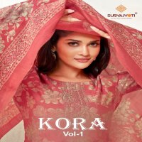 Suryajyoti Kora Vol-1 Wholesale Pure Modal Print With Embroidery Dress Material