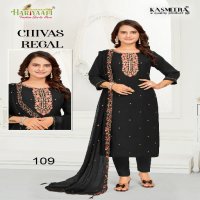 hariyaali chivas regal silk embroidery work fully stitch combo set 3pcs dress