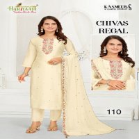 hariyaali chivas regal silk embroidery work fully stitch combo set 3pcs dress