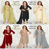 hariyaali chivas regal silk embroidery work fully stitch combo set 3pcs dress