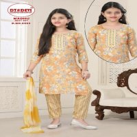 madhu pant set by dt devi 8550 capsule print fancy readymade kids 3pcs combo dress