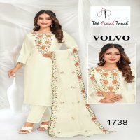 the final touch volvo fully stitch embroidery work combo kurti pant with dupatta