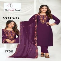 the final touch volvo fully stitch embroidery work combo kurti pant with dupatta