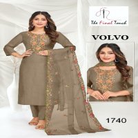 the final touch volvo fully stitch embroidery work combo kurti pant with dupatta