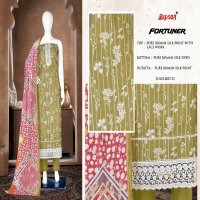 Bipson Fortuner 2837 Wholesale Pure Roman Silk With Embroidery Work Dress Material