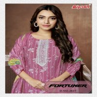 Bipson Fortuner 2837 Wholesale Pure Roman Silk With Embroidery Work Dress Material