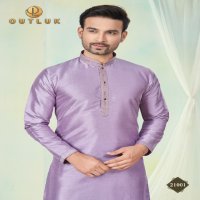 Outluk Wedding Collection Vol-21 Wholesale Pure Silk Mens Kurti With Pajama