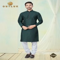 Outluk Wedding Collection Vol-21 Wholesale Pure Silk Mens Kurti With Pajama