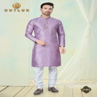 Outluk Wedding Collection Vol-21 Wholesale Pure Silk Mens Kurti With Pajama