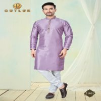 Outluk Wedding Collection Vol-21 Wholesale Pure Silk Mens Kurti With Pajama