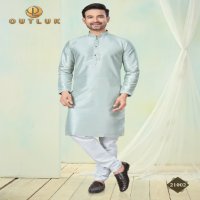 Outluk Wedding Collection Vol-21 Wholesale Pure Silk Mens Kurti With Pajama