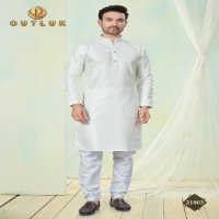 Outluk Wedding Collection Vol-21 Wholesale Pure Silk Mens Kurti With Pajama