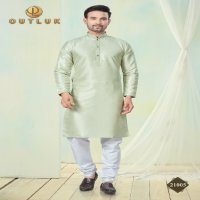 Outluk Wedding Collection Vol-21 Wholesale Pure Silk Mens Kurti With Pajama