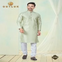 Outluk Wedding Collection Vol-21 Wholesale Pure Silk Mens Kurti With Pajama