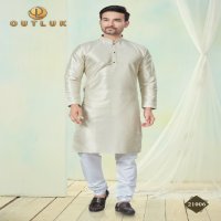 Outluk Wedding Collection Vol-21 Wholesale Pure Silk Mens Kurti With Pajama