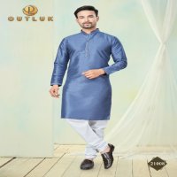 Outluk Wedding Collection Vol-21 Wholesale Pure Silk Mens Kurti With Pajama