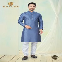 Outluk Wedding Collection Vol-21 Wholesale Pure Silk Mens Kurti With Pajama