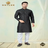 Outluk Wedding Collection Vol-21 Wholesale Pure Silk Mens Kurti With Pajama