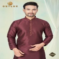 Outluk Wedding Collection Vol-21 Wholesale Pure Silk Mens Kurti With Pajama