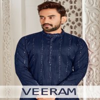 Sangeet Veeram Wholesale Raw Silk With Embroidery Mens Wear Kurta