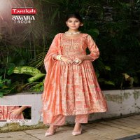 Taniksh Swara Vol-14 Wholesale Capsule Rayon Print With Work Kurtis With Pant And Dupatta