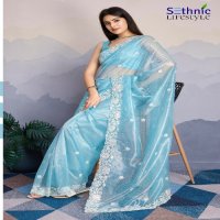 Sethnic Twillora Wholesale Sequence Embroidery Work Festive Sarees