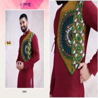 Shubhvastra vastra vol 6 rayon embroidered work And Mirror Work full stitch navratri mens kurta