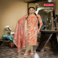 Taniksh Samita Vol-1 Wholesale Vartical Print Fabrics Tops With Pant And Dupatta