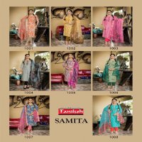 Taniksh Samita Vol-1 Wholesale Vartical Print Fabrics Tops With Pant And Dupatta