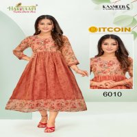 Hariyaali Bitcoin Vol-6 Wholesale Tissue Silk And Negative Print Kurtis Combo