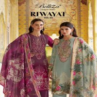 Belliza Riwayat Vol-3 Wholesale Pure Viscose Rayon With Self Embroidery Dress Material