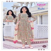 kavya ruhi vol 3 capsule foil print full stitch umbrella cut casual kids salwar kameez