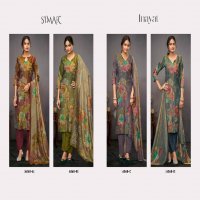 Glossy Simar Inayat 6068 Colour Wholesale Pure Silk With Handwork Salwar Suits