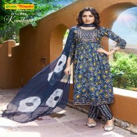 Green Tomato Kumkum Wholesale Alia Cut Kurti With Pant And Dupatta