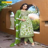 Green Tomato Kumkum Wholesale Alia Cut Kurti With Pant And Dupatta