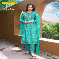 Green Tomato Kumkum Wholesale Alia Cut Kurti With Pant And Dupatta